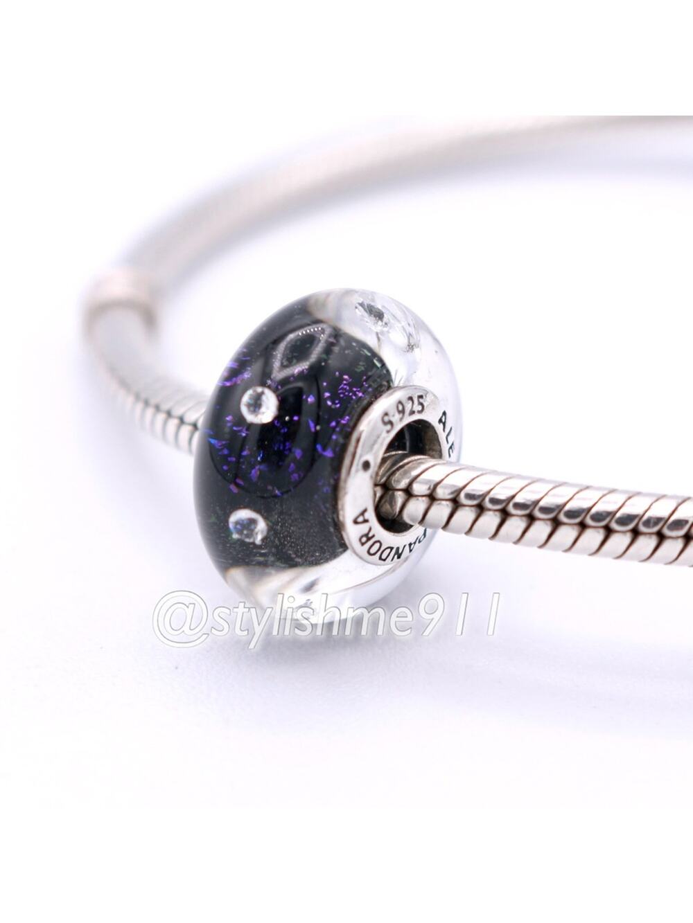 Authentic PANDORA Retired Midnight Blue Effervescence Glass Charm